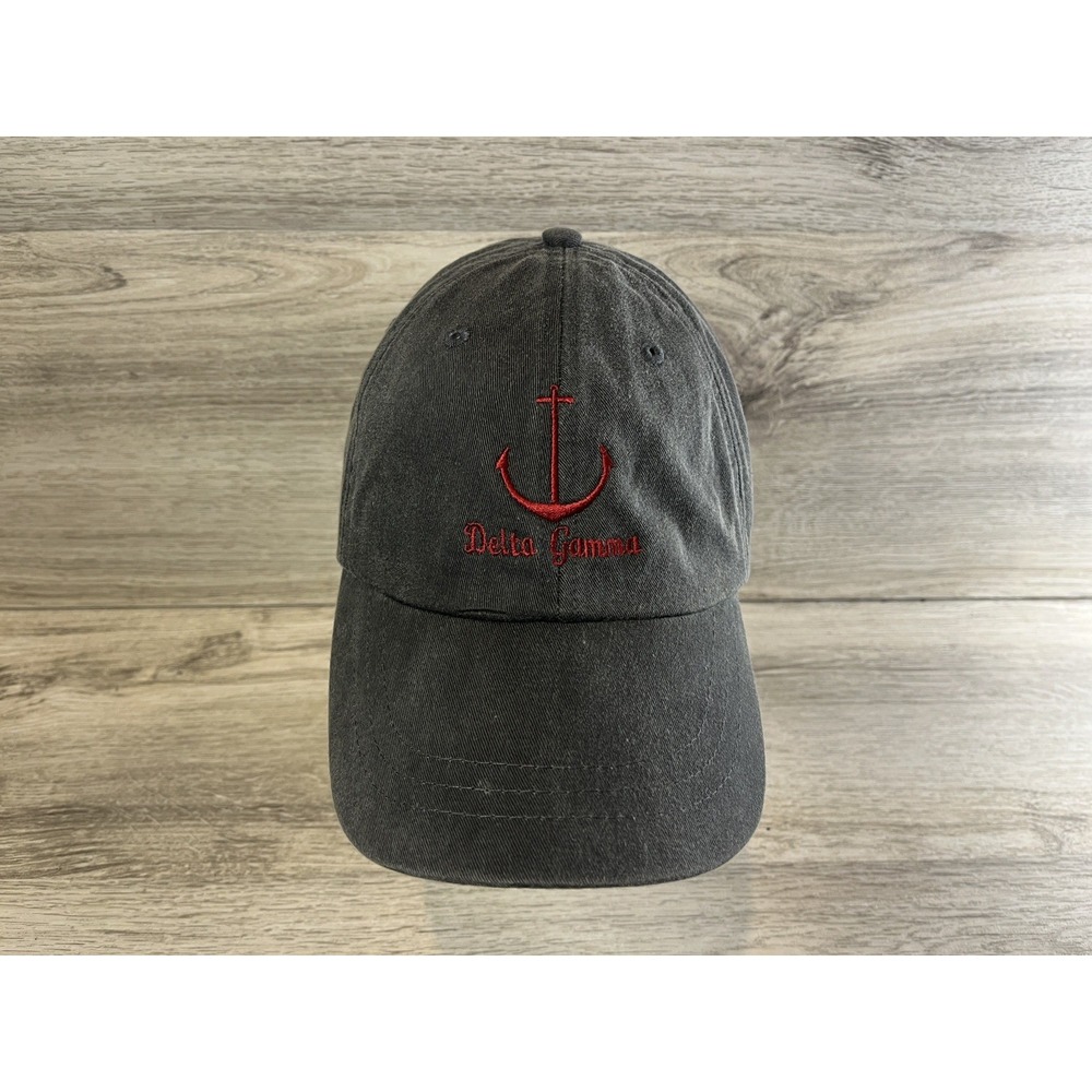 Delta‎ Gamma Anchor Splash 2013 Leather Strapback Hat Cap Gray Embroidered
